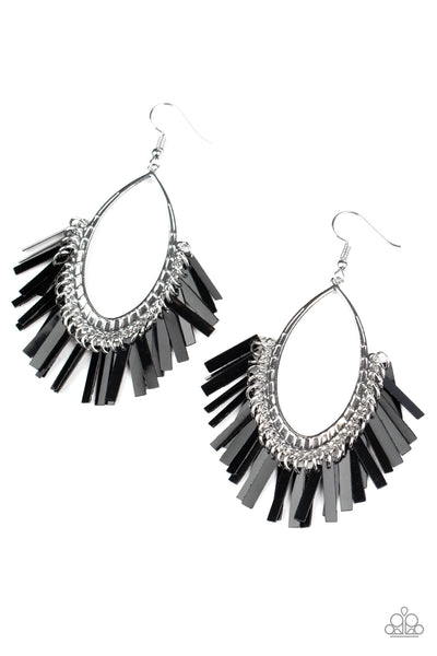 Paparazzi Fine-Tuned Machine - Black Earrings