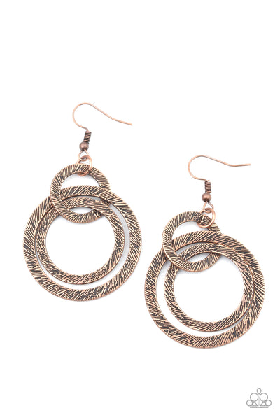 Paparazzi Distractingly Dizzy - Copper Earrings