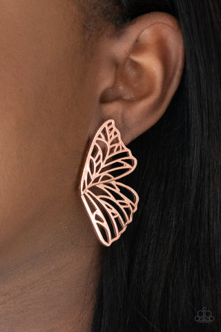 Paparazzi Butterfly Frills - Copper Earrings