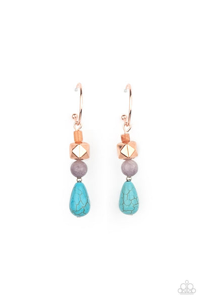 Paparazzi Boulevard Stroll - Copper and Turquoise Earrings