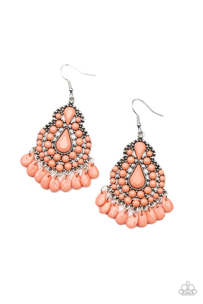 Paparazzi Persian Posh - Burnt Coral Orange Earrings