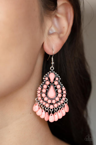 Paparazzi Persian Posh - Burnt Coral Orange Earrings