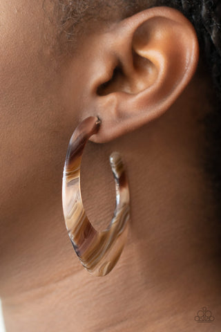 Paparazzi Retro Renaissance - Brown Acrylic Earrings