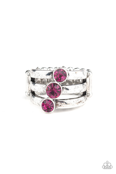 Paparazzi Triple the Twinkle Pink Ring