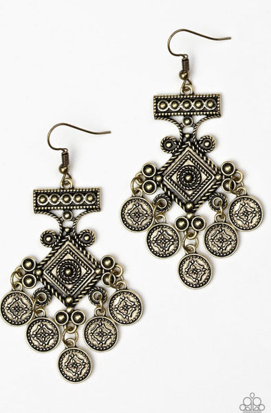 Paparazzi Unexplored Lands - Brass Earrings