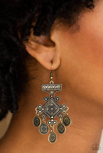 Paparazzi Unexplored Lands - Brass Earrings