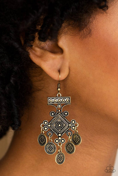 Paparazzi Unexplored Lands - Brass Earrings