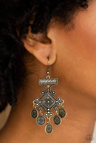 Paparazzi Unexplored Lands - Brass Earrings