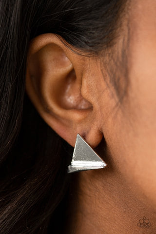 Paparazzi DIE TRI-ing Silver Post Earrings